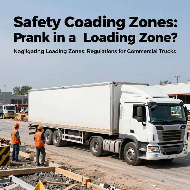 Illustration of a city loading zone with commercial truck parking violations.