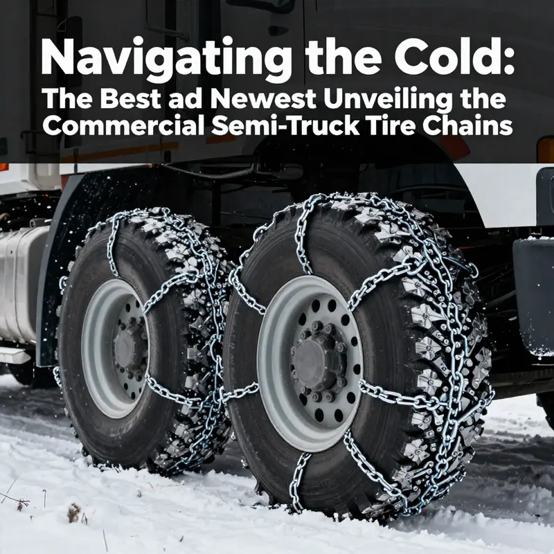 A semi-truck navigating through heavy snow, showcasing the benefits of high-performance tire chains.