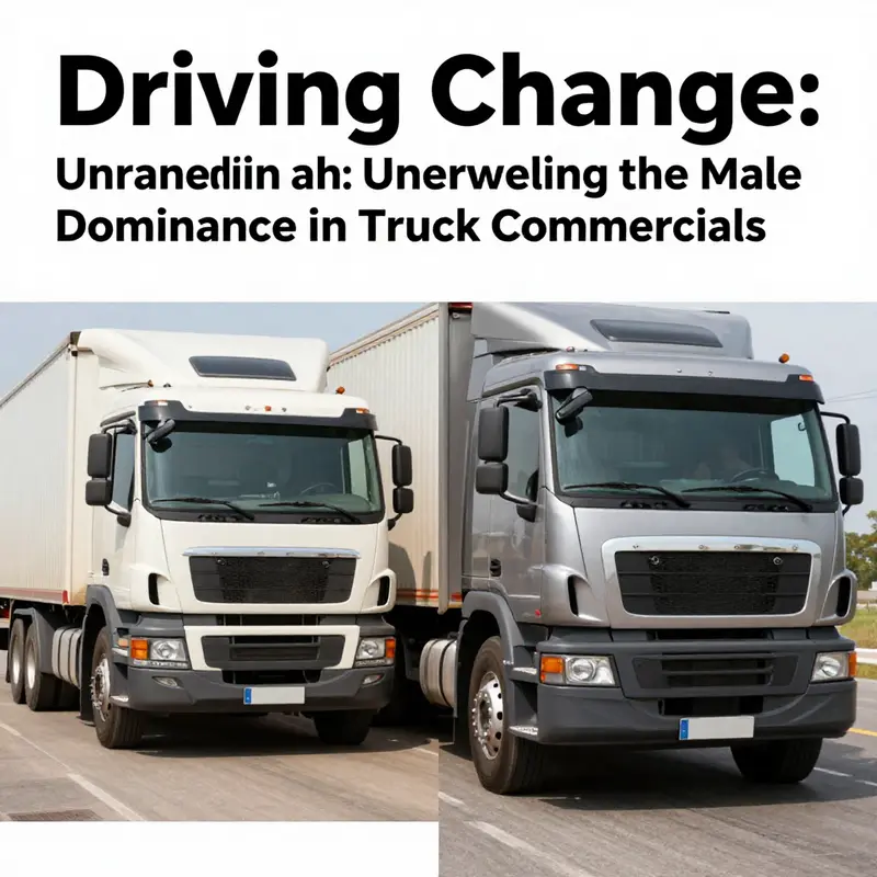Historical truck advertisements highlight the longstanding portrayal of male drivers in the industry.