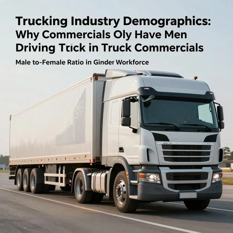 Historical truck advertisements highlight the longstanding portrayal of male drivers in the industry.