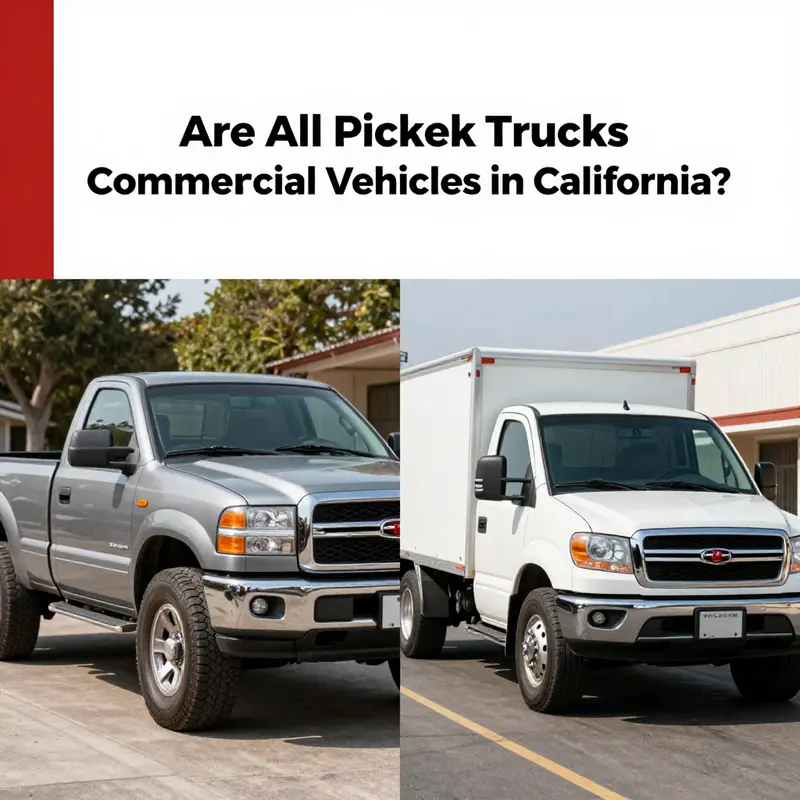 A visual representation of how pickup trucks are classified at the California DMV, highlighting the distinction between personal and commercial vehicles.