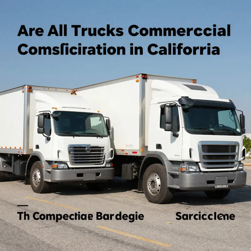 Infographic demonstrating how trucks are classified in California, showcasing the criteria that distinguish commercial vehicles from personal ones.