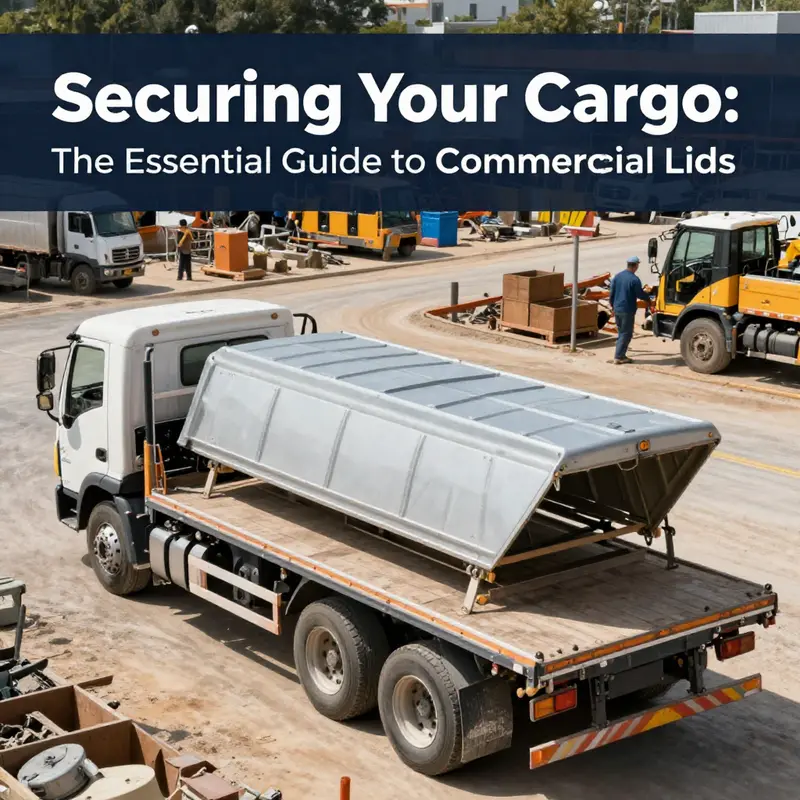 Different types of commercial truck lids highlighting their varying materials and designs.