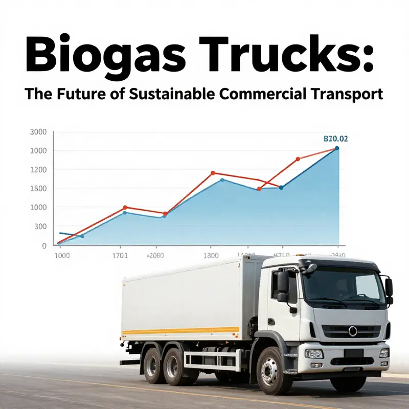 An illustration of a biogas facility demonstrating the conversion of waste to biogas for trucking applications.