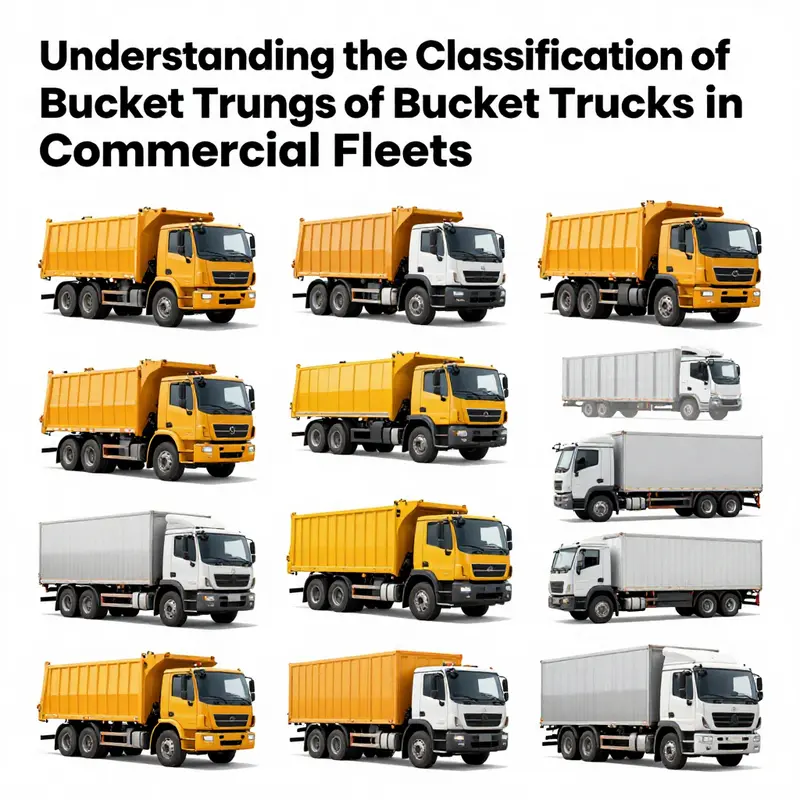 Diagram illustrating the classification of bucket trucks as commercial vehicles among other vehicle types.
