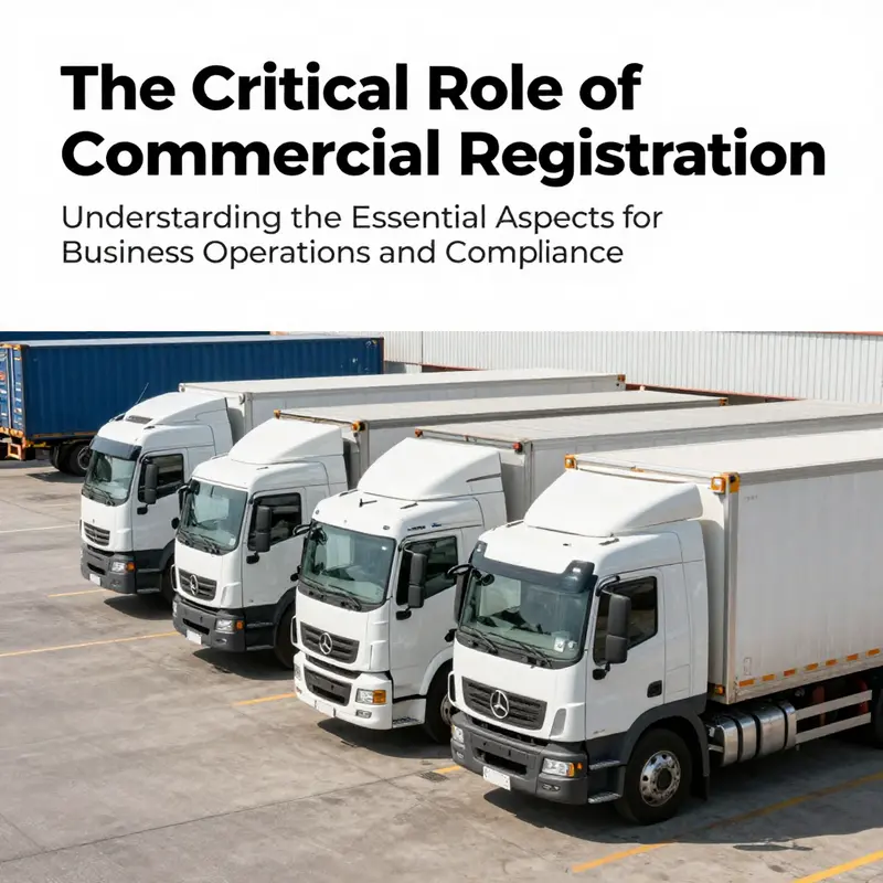 A fleet of commercial trucks parked at a logistics terminal, highlighting the role of registration in business efficiency.