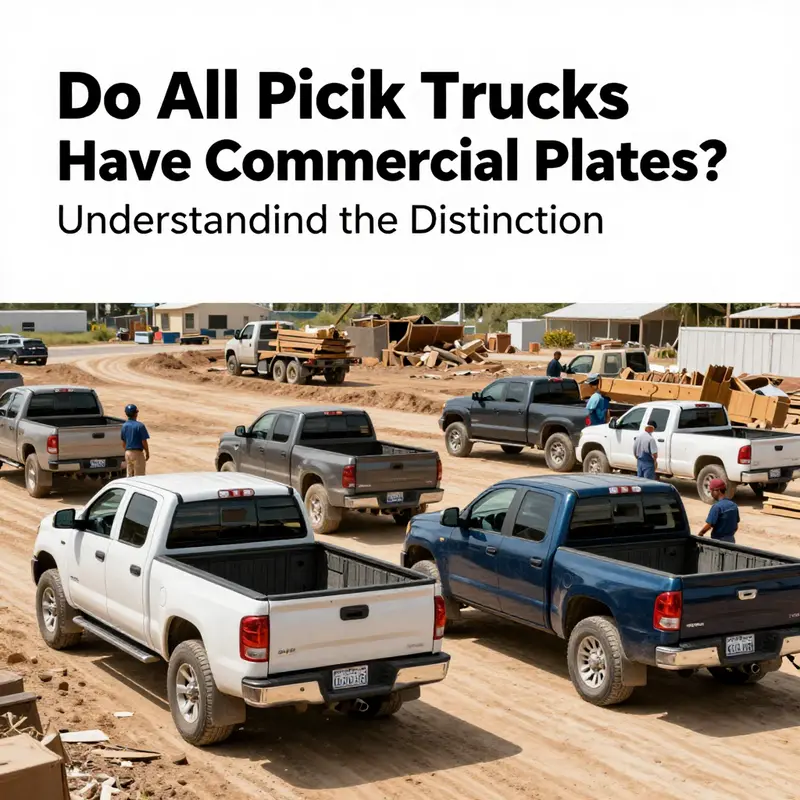 A variety of pickup trucks, illustrating the divide between personal and commercial use.