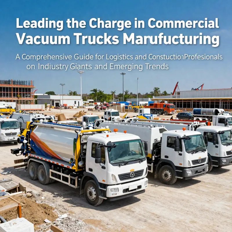 A fleet of commercial vacuum trucks actively working at a construction site, showcasing their role in industrial cleaning.