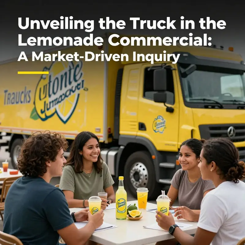 A lemonade stand paired with a classic truck, symbolizing the synergy of brand and vehicle in advertising.
