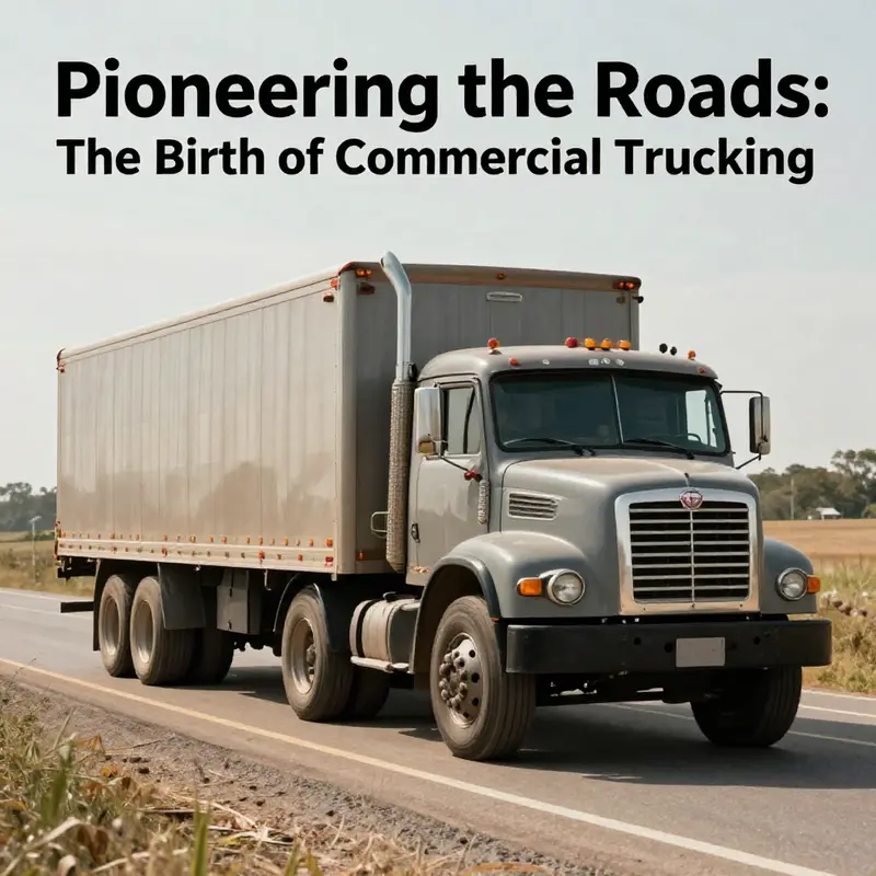 Historic truck on rural road, representing the evolution of the trucking industry.