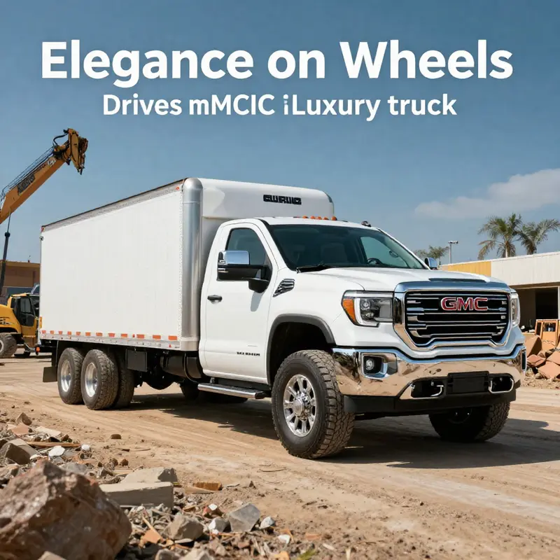 GMC Sierra 2500HD Denali truck on a construction site, highlighting its strength and luxury.