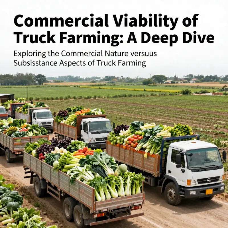A lively truck farm scene illustrating fresh produce being loaded onto trucks for market distribution.