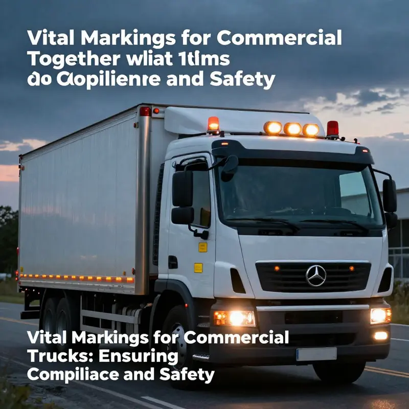 A commercial truck displaying essential regulatory markings for compliance.