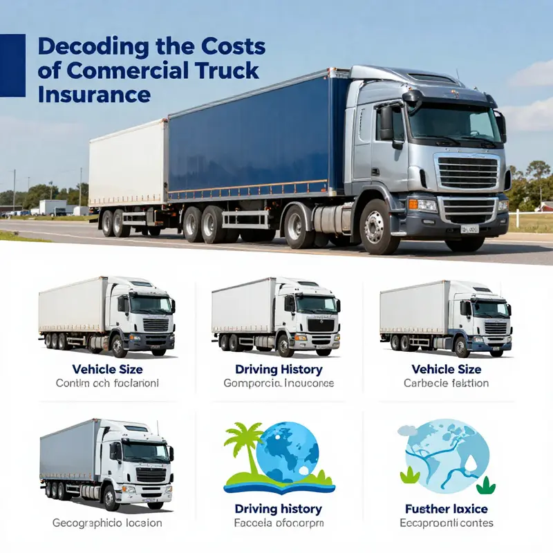 Visual representation of commercial truck types and their respective insurance costs.