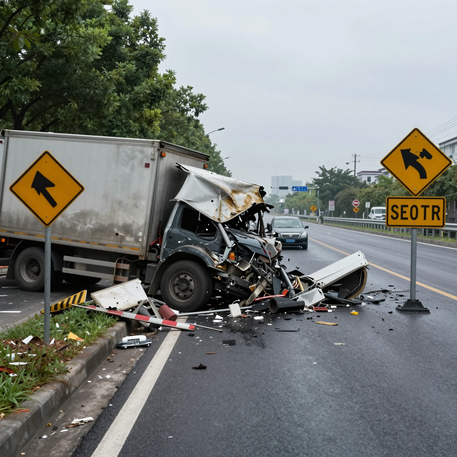 Aftermath of a commercial truck accident