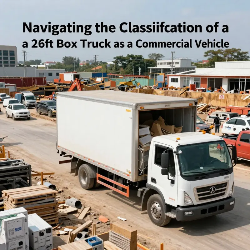 A 26-foot box truck parked at a logistics hub, demonstrating its role in freight transport.