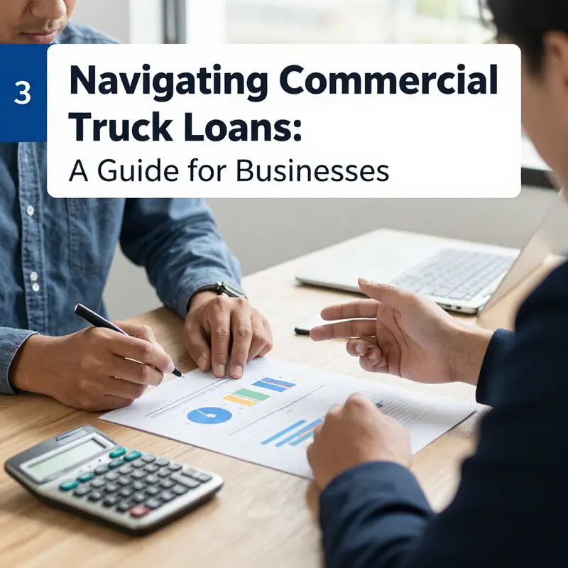 Business owners discussing eligibility requirements for securing a commercial truck loan.
