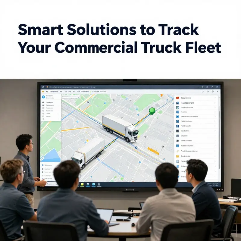 A visual representation of an advanced fleet management system tracking multiple trucks in real-time.