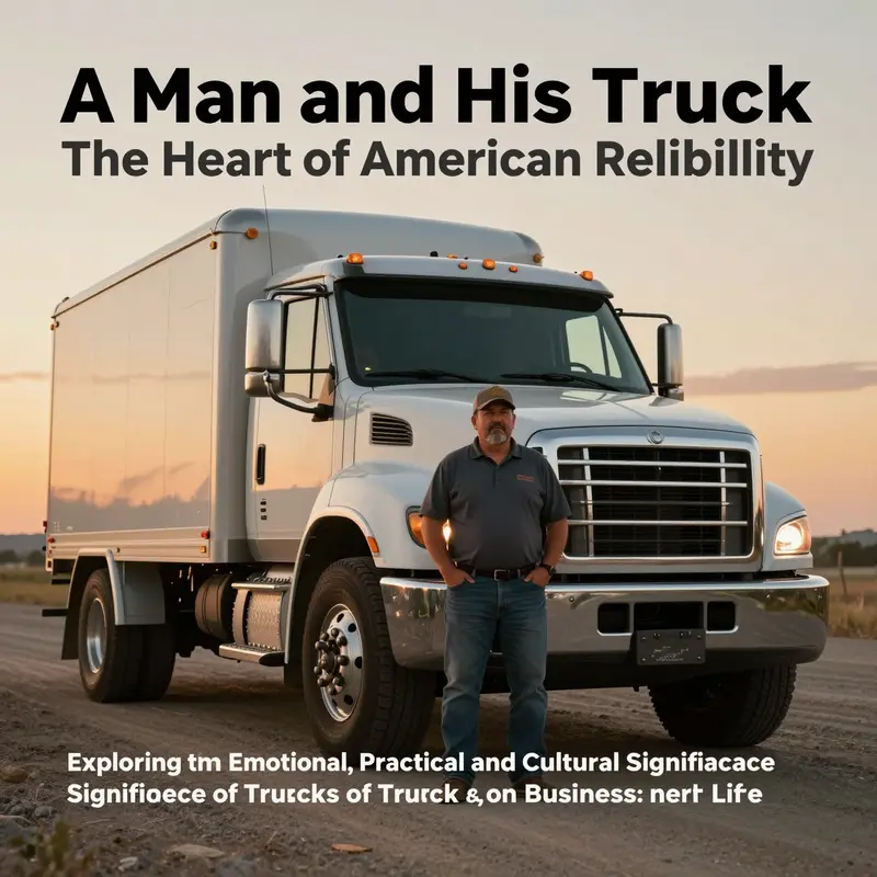 A man standing next to his truck at sunset, symbolizing reliability and strong emotional ties.