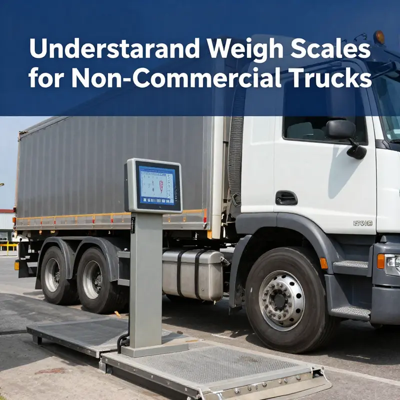 A non-commercial truck undergoing weight measurement on a scale.
