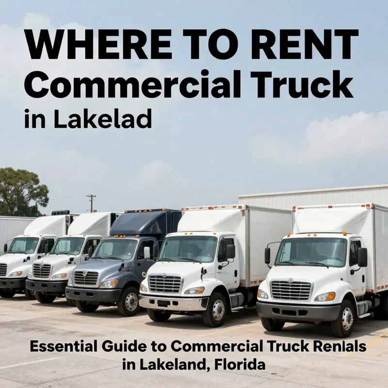 A variety of commercial trucks available for rental, catering to diverse business needs in Lakeland.