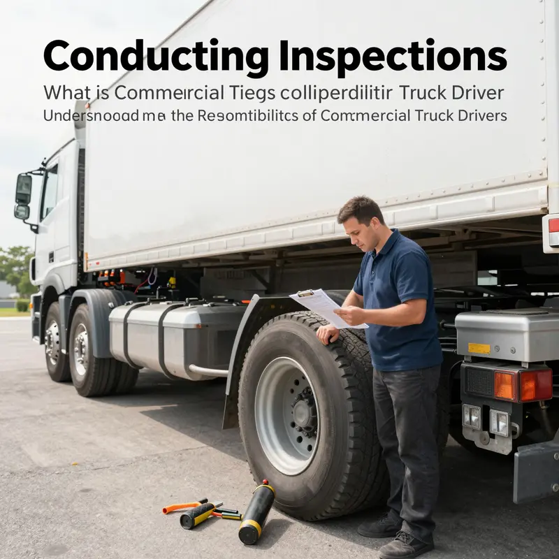 A truck driver conducts a thorough pre-trip inspection to ensure vehicle safety.