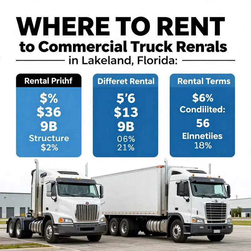 A variety of commercial trucks available for rental, catering to diverse business needs in Lakeland.