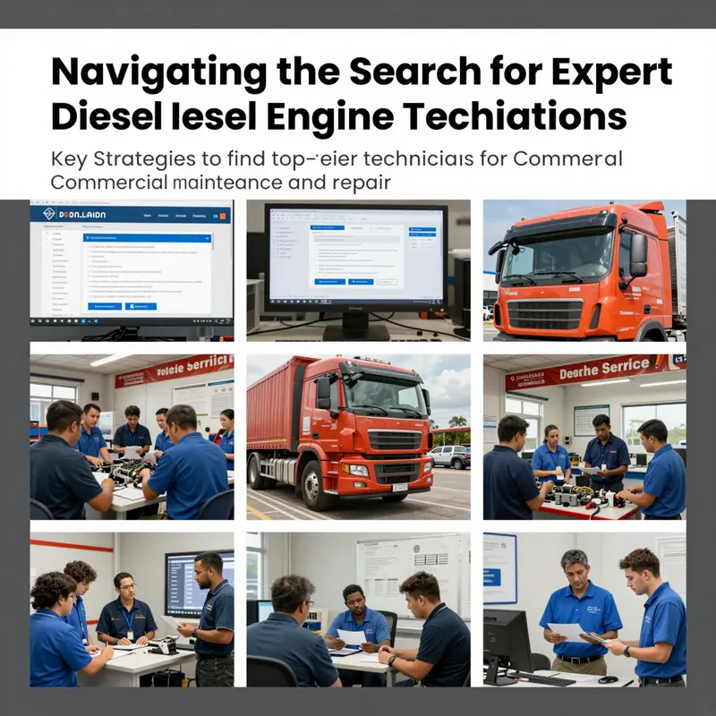 A visual collage illustrating various methods to find expert diesel technicians.