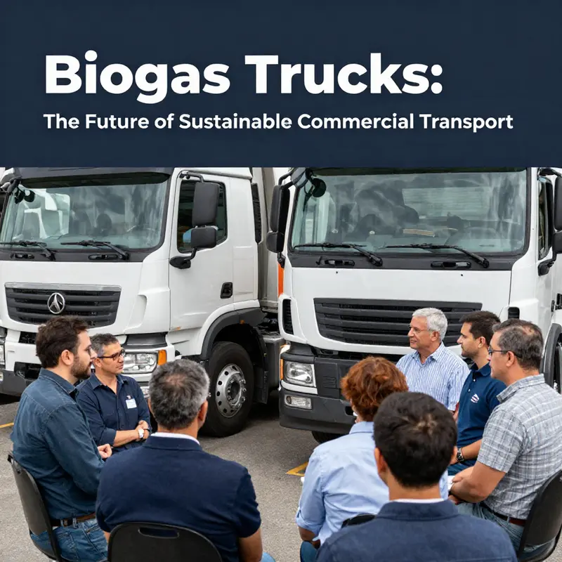 An illustration of a biogas facility demonstrating the conversion of waste to biogas for trucking applications.