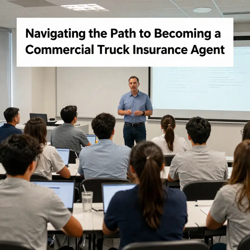 An aspiring truck insurance agent evaluating eligibility requirements with their mentor.