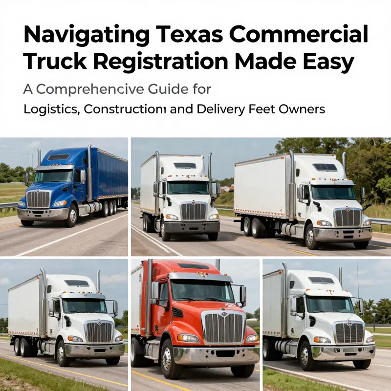 A visual representation of various commercial trucks driving in Texas, embodying the importance of registration and compliance.
