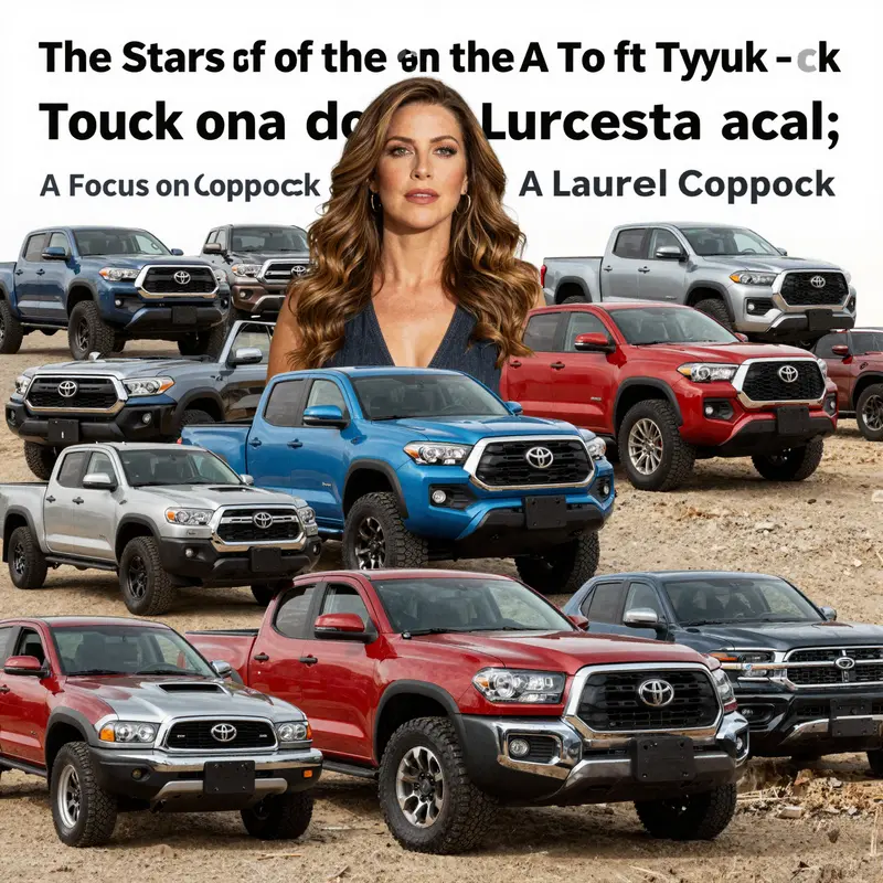 A colorful montage of Laurel Coppock and Toyota trucks, representing the heart of Toyota's advertising efforts.
