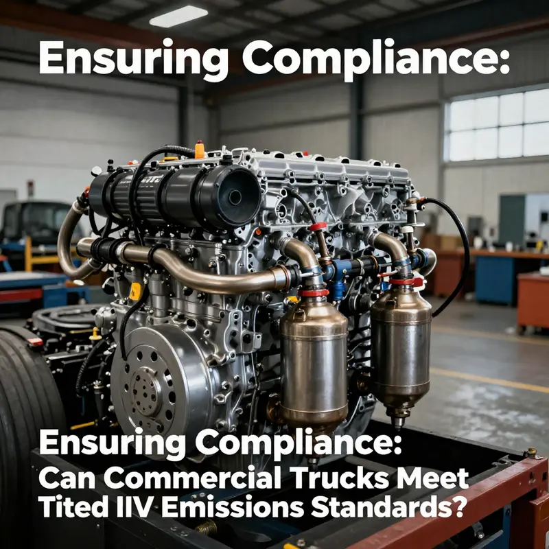 Modern commercial truck engine equipped with advanced emission control technologies.