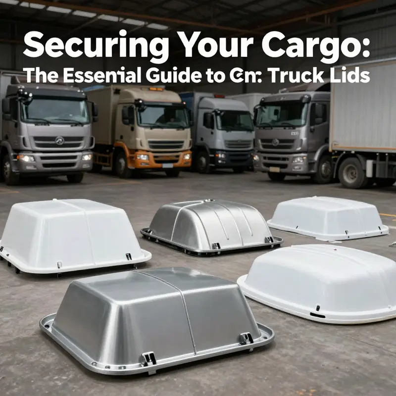 Different types of commercial truck lids highlighting their varying materials and designs.