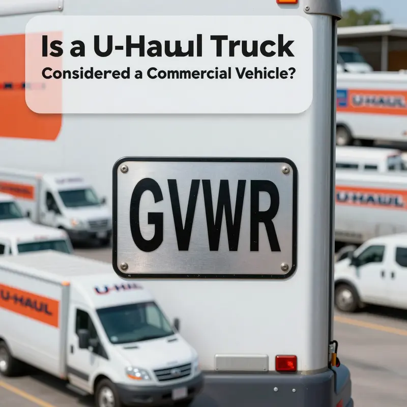 A U-Haul truck illustrating its regulatory classification as a commercial vehicle under federal guidelines.