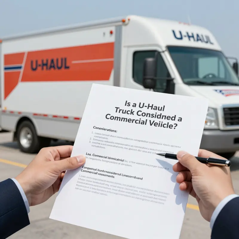 A U-Haul truck illustrating its regulatory classification as a commercial vehicle under federal guidelines.