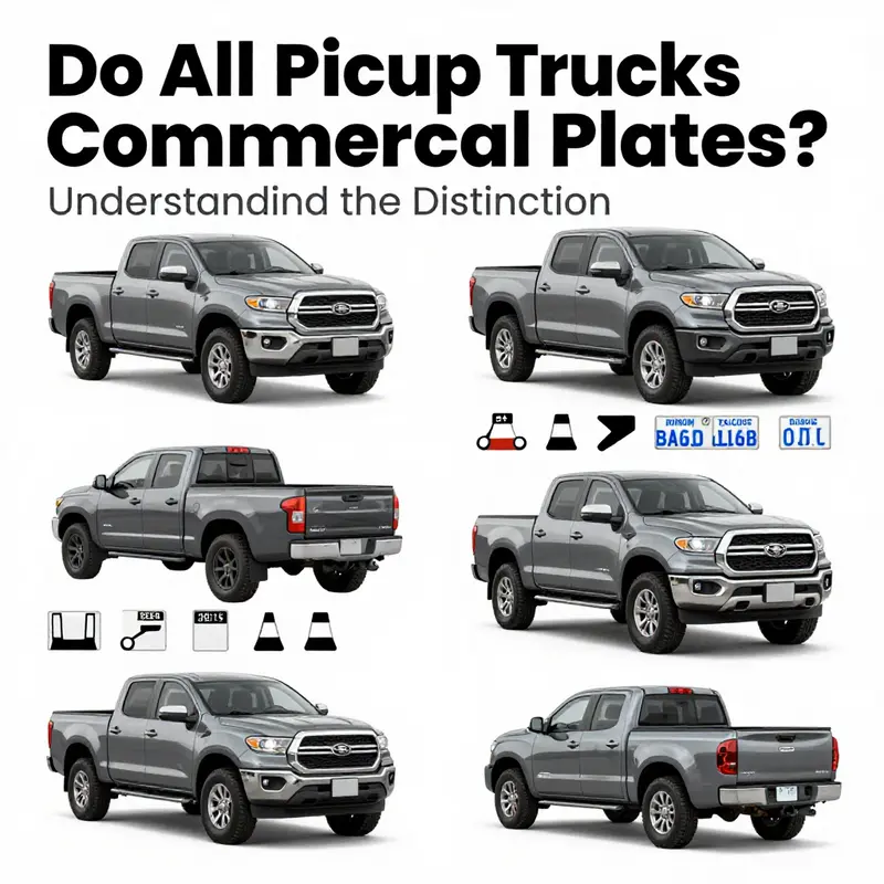 A variety of pickup trucks, illustrating the divide between personal and commercial use.