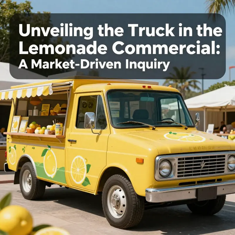 A lemonade stand paired with a classic truck, symbolizing the synergy of brand and vehicle in advertising.