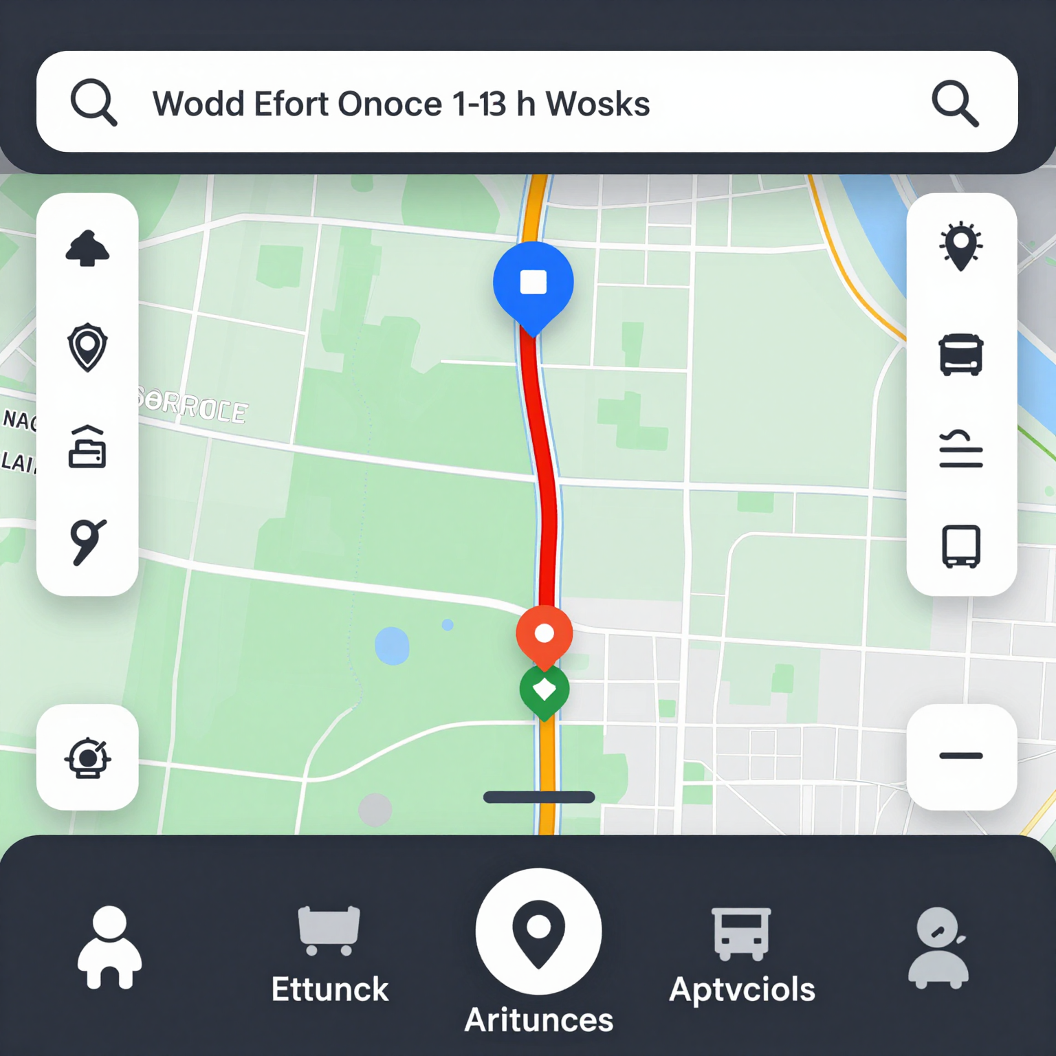 Screenshot of a GPS app showing truck-specific routes and features. GPS App Screenshot