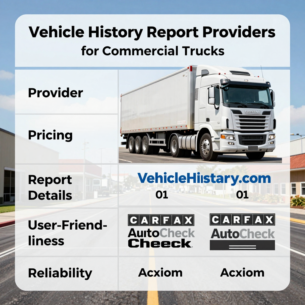 Comparison Table of Vehicle History Report Providers for Commercial Trucks