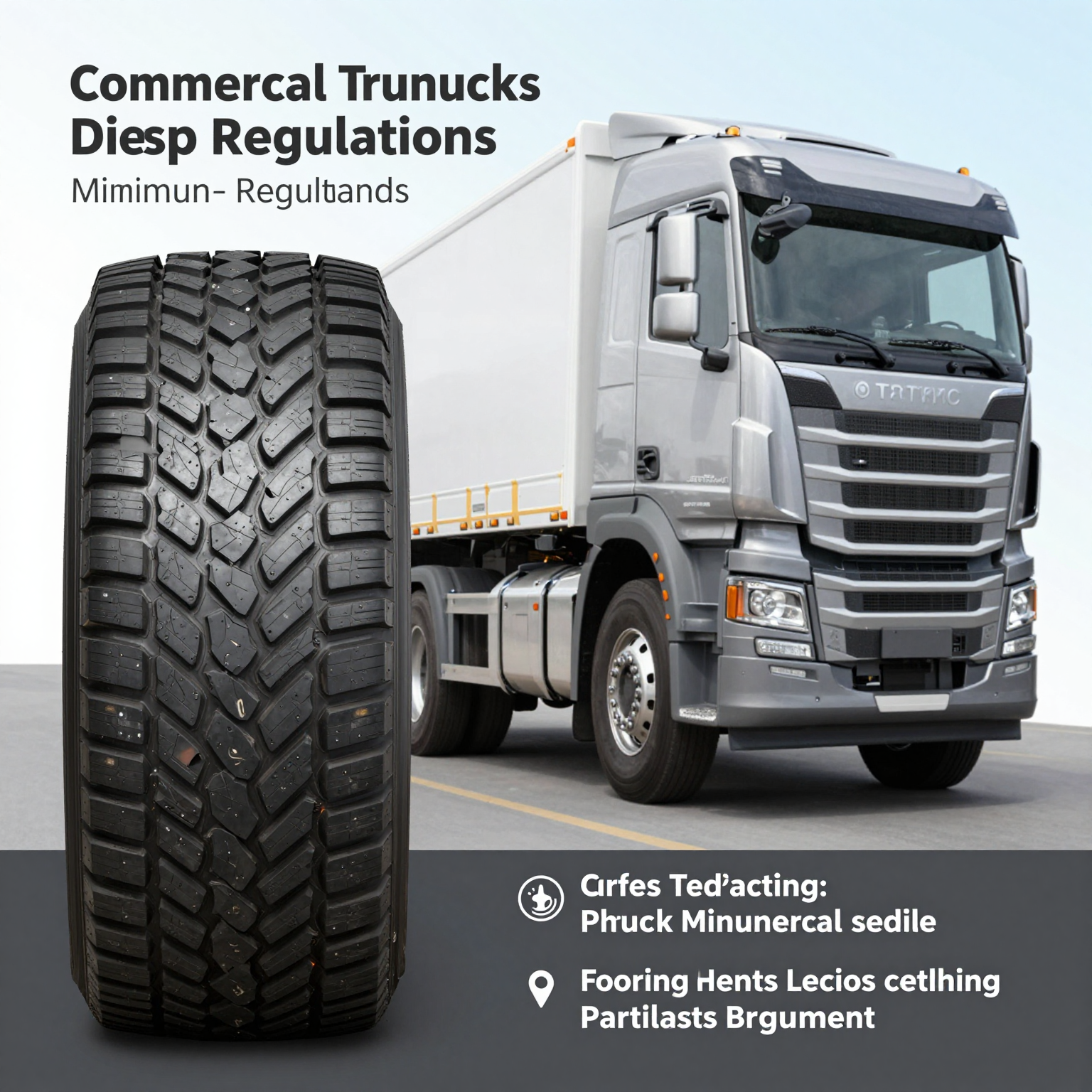 Tire depth regulations infographic for commercial trucks
