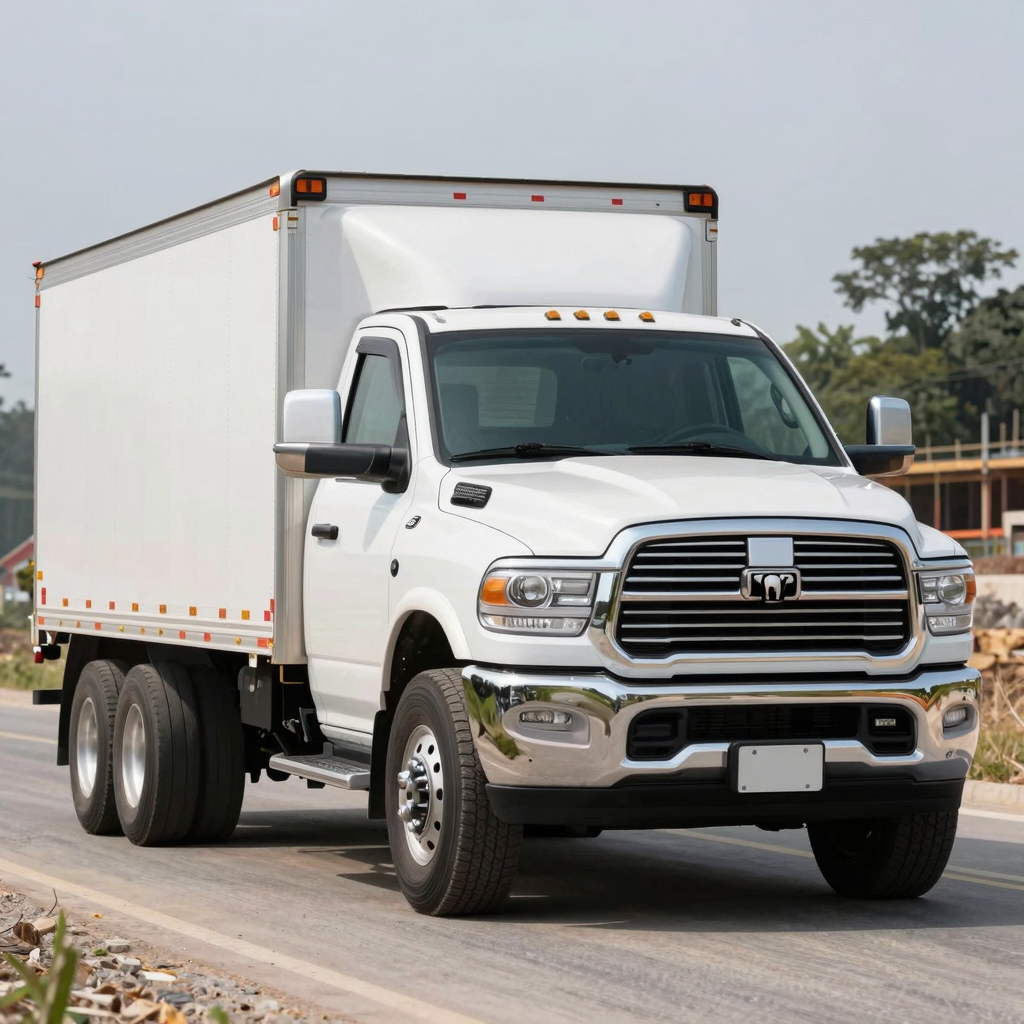 A visually appealing image of a Ram truck, showcasing its robust design and features in an outdoor setting, aimed at conveying strength and reliability for logistics and freight companies.