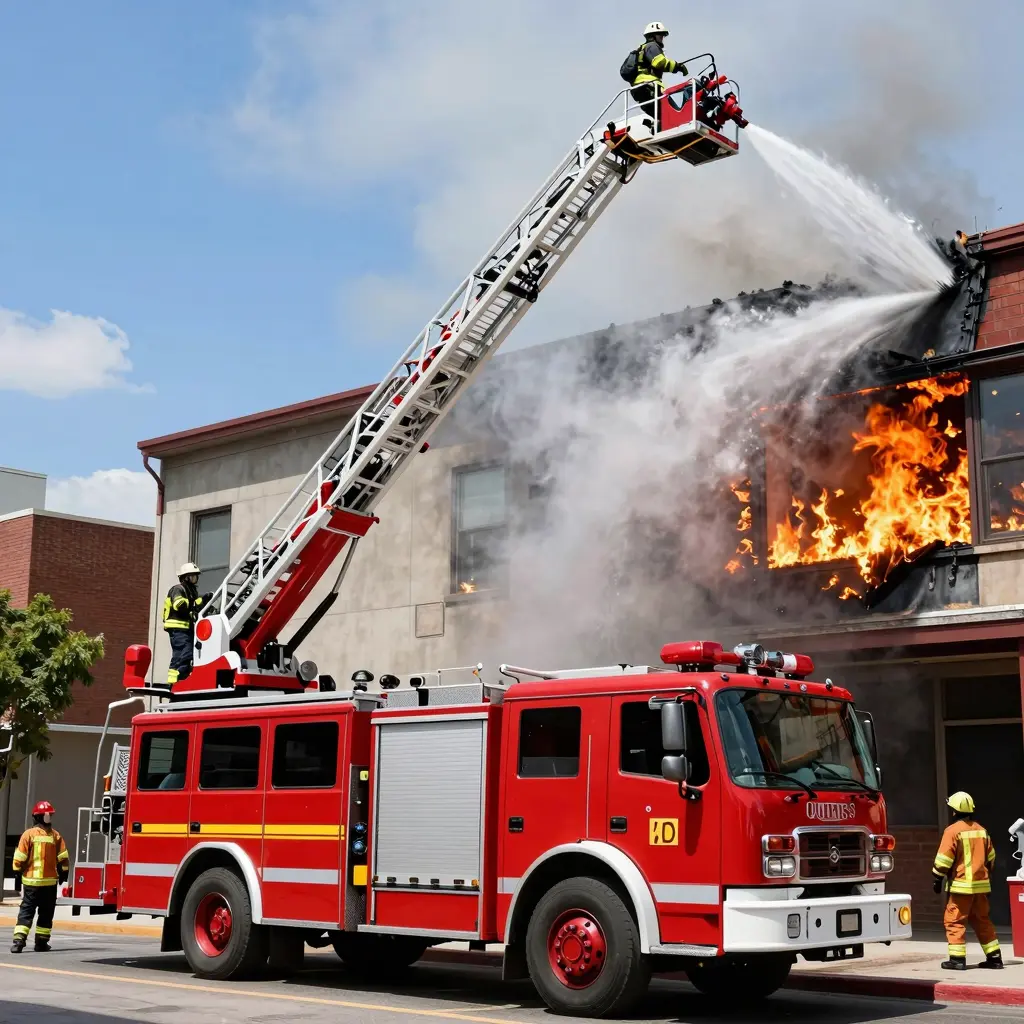 Fire Truck Aerial in Action