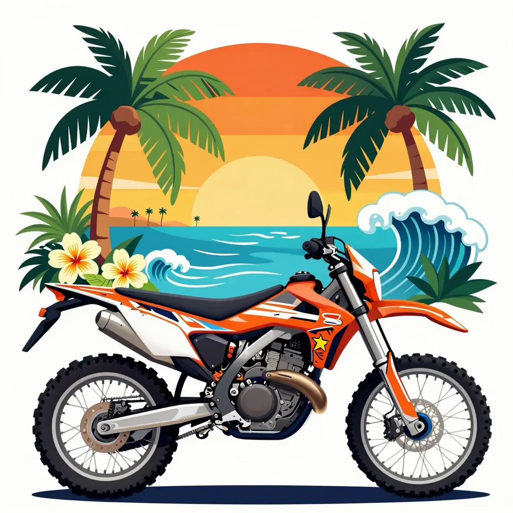 Motorcycle graphics showing Hawaiian elements